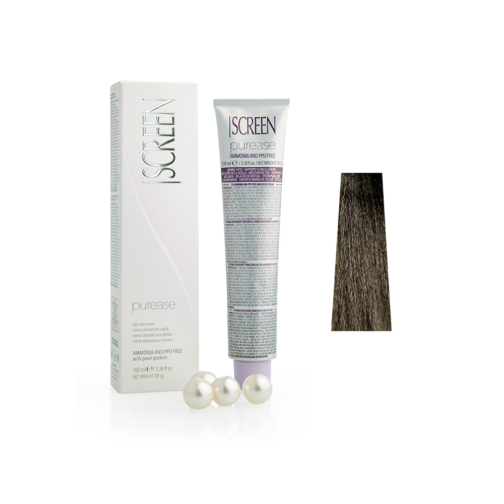 Крем-фарба без аміаку з протеїнами перлів SCREEN Purease 5C (5.1) Ash Light Brown, 100 ml - 1